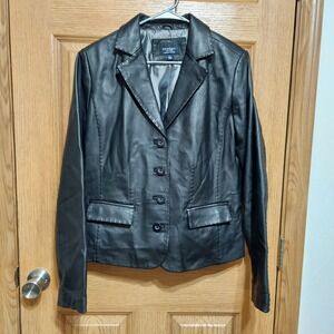 Vintage Black Lambskin Leather Jacket Large Y2K Quiet Luxury Old Money 90s Retro